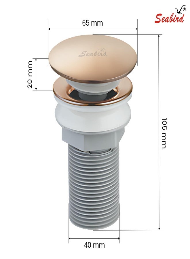 SEABIRD Pop-up Waste Coupling 3" SS 304 Stainless Steel with ABS Body | Rose Gold Finish Basin Drain Stopper | Durable & Easy Install Bathroom & Kitchen Sink Drain - Image 2